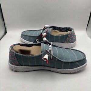 Hey Dude Wendy Patriotic Denim Star Shoes Women's size 11 VGC